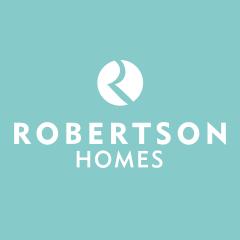 Robertson Homes logo against green background